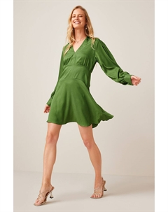 Атласное мини-платье с жаккардовым узором, зеленый Next