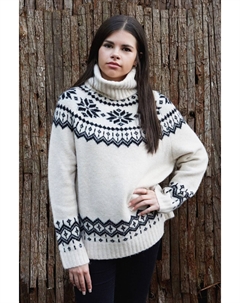 Женский женский кремовый мягкий вязаный рождественский свитер с шортами с широким воротником The little tailor