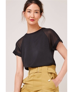 Футболка с короткими рукавами реглан из комбинированной ткани, черный Next