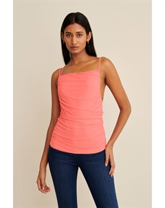 Блузка из драпированной сетки с рюшами на бретелях, розовый Next