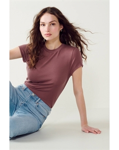 Мягкая на ощупь футболка TENCEL в рубчик с короткими рукавами, розовый Next