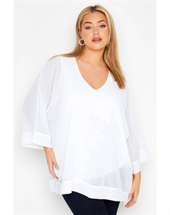 Блуза London в рубчик с накидкой, белый Yours