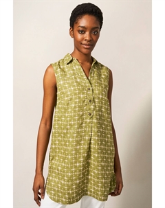 Зеленая льняная туника без рукавов Elsie's, зеленый White stuff