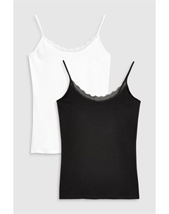 2 майки с кружевной отделкой, черный Next