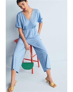 Комбинезон с короткими рукавами и V-образным вырезом в стиле кимоно, синий Next