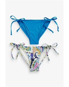 Комплект из 2 пар трусиков бикини с завязками по бокам, синий Next