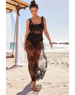 Юбка крючком с кружевом, черный Next