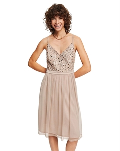 Светло-бежевое платье украшенное бисером и пайетками, коричневый Esprit