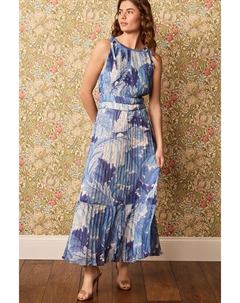 Плиссированное платье макси без рукавов, синий Next