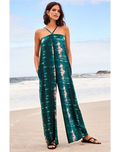 Комбинезон с широкими штанинами и вырезом через шею, розовый Next