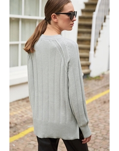 Свитер в рубчик с круглым вырезом, серый Next