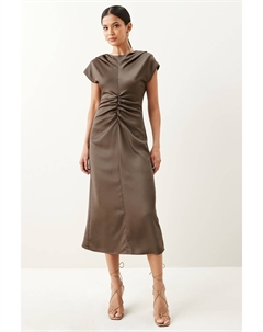 Атласное платье с рюшами спереди, желтый Next