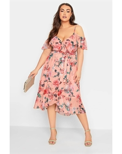 Платье и цветочным принтом London с открытыми плечами, розовый Yours