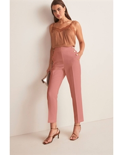 Элегантные зауженные брюки с декоративными пуговицами, розовый Next