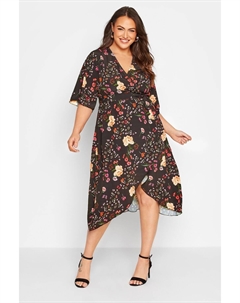 Платье и цветочным принтом London, черный Yours