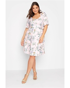 Платье Лондон с цветочным принтом и объемными рукавами, розовый Yours