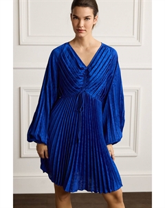 Плиссированное мини-платье с длинными рукавами, синий Next