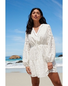 Летнее платье с длинными рукавами и английской вышивкой, белый Next