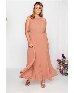 Плиссированное платье макси для особых случаев Лондон, розовый Yours