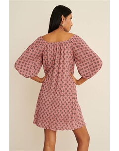 Плиссированное короткое мини-платье с объемными рукавами, розовый Next