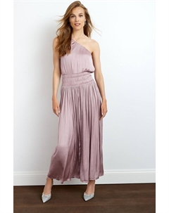 Атласное платье миди со складками на одно плечо, розовый Next