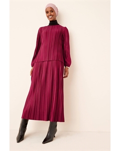 Плиссированное атласное платье с длинными рукавами, розовый Next