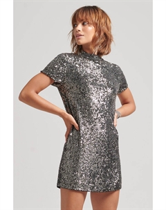 Винтажное платье-футболка с пайетками, серый Superdry