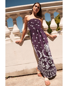 Платье-макси из 100% хлопка с вырезом-бандо, фиолетовый Next