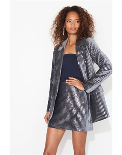 Бархатный приталенный жакет с пайетками, серый Next