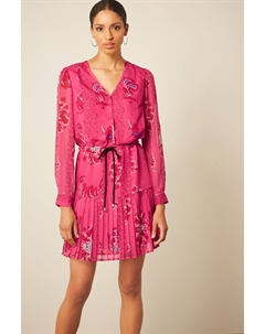Шифоновое мини-платье с завязкой на талии, розовый Next