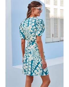 Мини-платье короткими рукавами и V-образным вырезом, бирюзовый Next