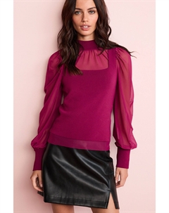 Многослойный топ с рубашкой с пышными рукавами, розовый Next