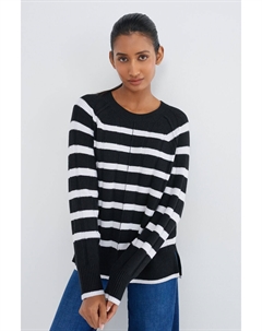 Свитер в рубчик с круглым вырезом, черный Next