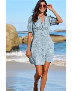 Летнее мини-платье с мелким цветочным принтом, синий Next