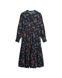 Каскадное платье миди с длинными рукавами, синий Superdry