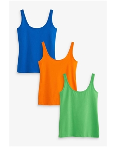 Комплект из 3-х рубашек без рукавов на толстых бретелях, мультиколор Next