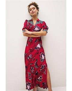 Платье-макси с рукавами-буфами и V-образным вырезом, синий Next