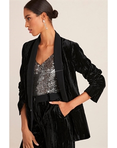 Бархатный пиджак со складками, черный Next