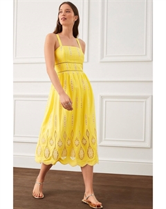 Премиальное платье миди для особых случаев с кружевной отделкой без рукавов, желтый Next