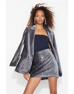 Бархатная мини-юбка с пайетками на заказ, серый Next