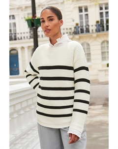 Свитер в рубчик с рубашечным воротником, белый Next