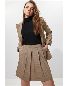 Мини-юбка в блестящую клетку, коричневый Next