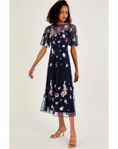 Синее платье миди с украшениями Паулы, синий Monsoon