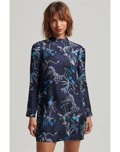 Мини-платье с длинными рукавами и принтом, синий Superdry
