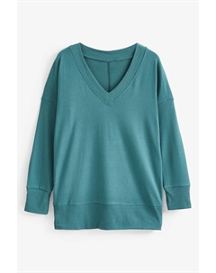 Мягкий удлиненный топ с V-образным вырезом, синий Next
