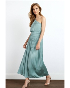 Атласное платье миди со складками на одно плечо, синий Next