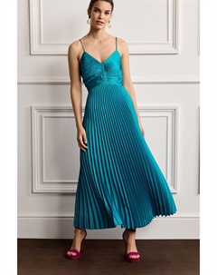 Атласное платье миди со складками и открытой спиной, синий Next