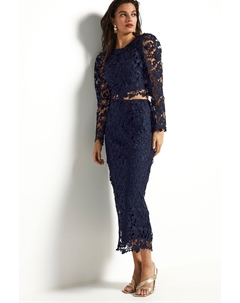 Кружевная юбка миди, синий Next