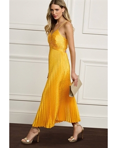 Атласное платье миди со складками и открытой спиной, желтый Next