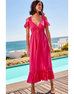 Хлопковое платье макси Savannah Miller, розовый Next